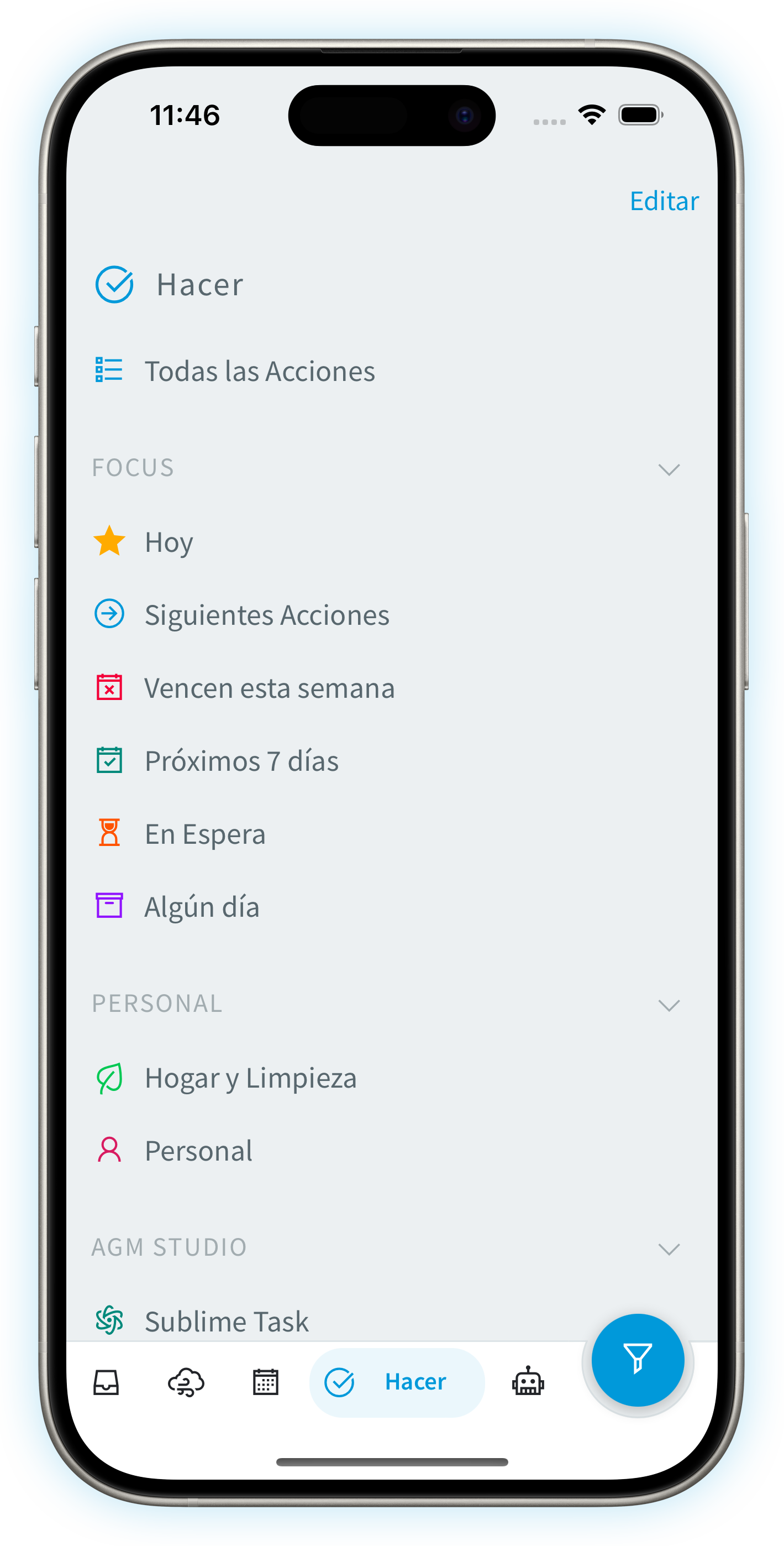 SublimeTask task lists shown on an iPhone